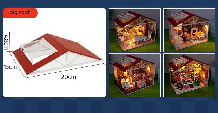 DIY Doll House Wooden Miniature Kit with Furniture Set Handmade Model Assembly Toy Case for Birthday Gifts