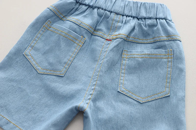Summer Baby Boys Denim Clothes Suit Children Outfits Fashion Solid Shirt Shorts 2Pcs/Sets Toddler Casual Costume Kids Tracksuits