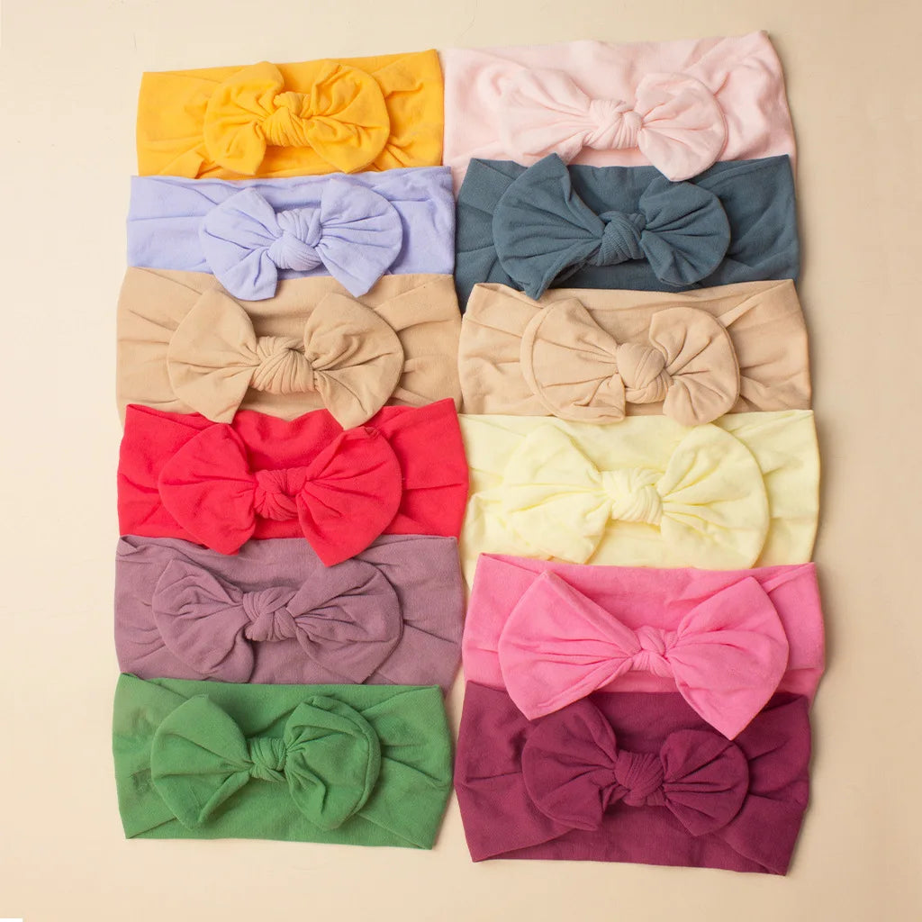 Soft Baby Bow Headband – Stretchy Nylon Hair Band for Newborn Girls & Toddlers