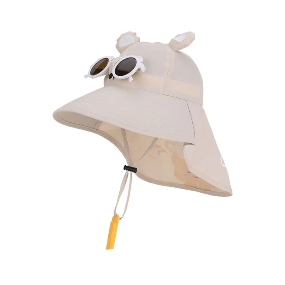 Big Brim Children's Sun Hat Sun Protection Extended Shawl Children Beach Cap Neck Cover Breathable Cartoon Fisherman Hat