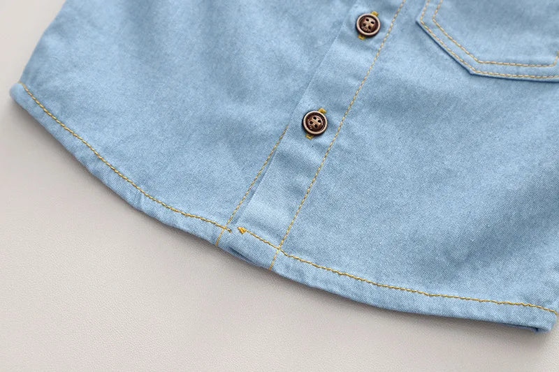 Summer Baby Boys Denim Clothes Suit Children Outfits Fashion Solid Shirt Shorts 2Pcs/Sets Toddler Casual Costume Kids Tracksuits