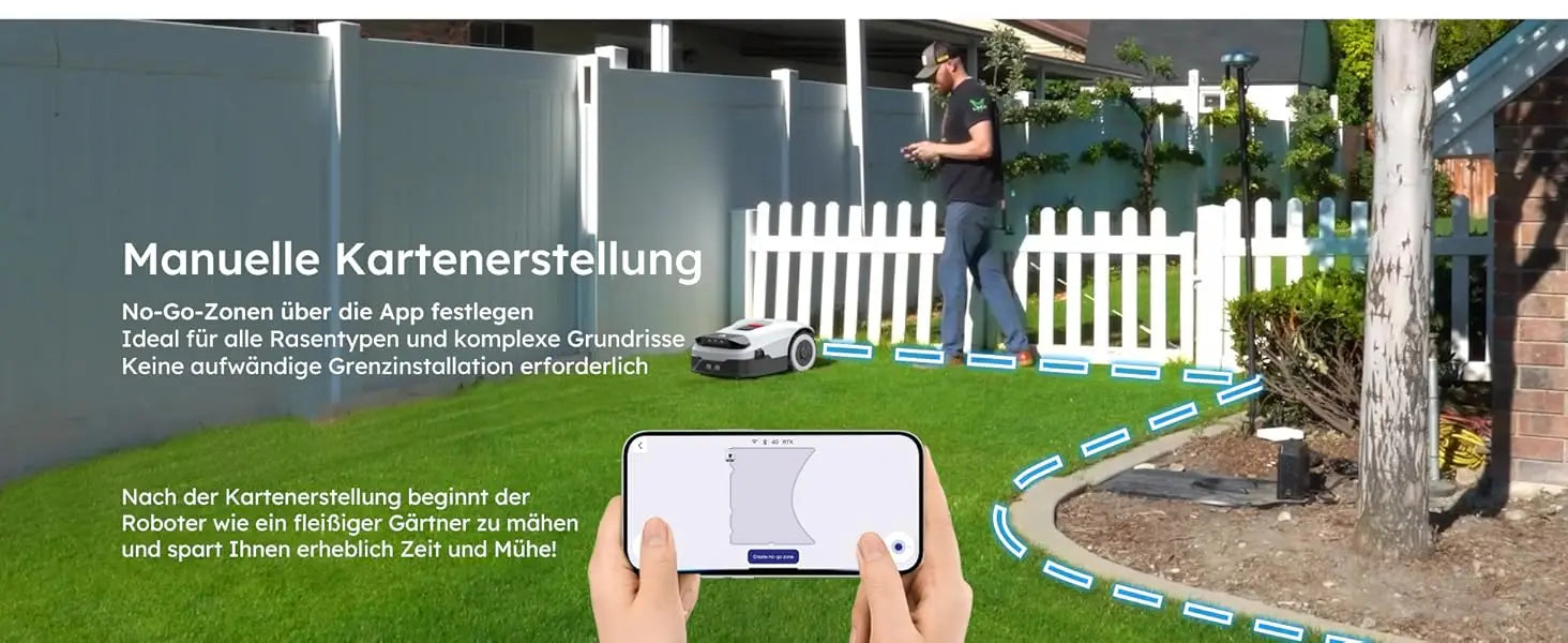 ANTHBOT Genie 600 AI Wireless Robotic Lawnmower, Max. 900 m², Full Frequency Band RTK + 4 Camera Vision Lawn Mower Robot