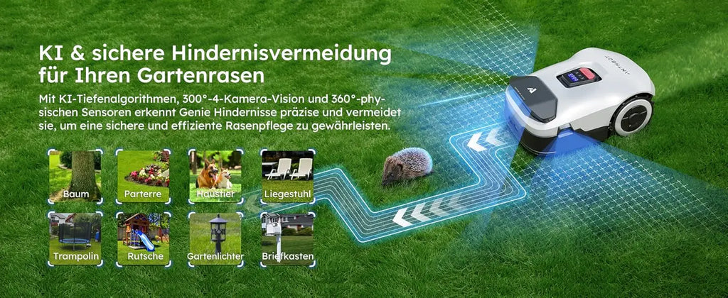 ANTHBOT Genie 600 AI Wireless Robotic Lawnmower, Max. 900 m², Full Frequency Band RTK + 4 Camera Vision Lawn Mower Robot